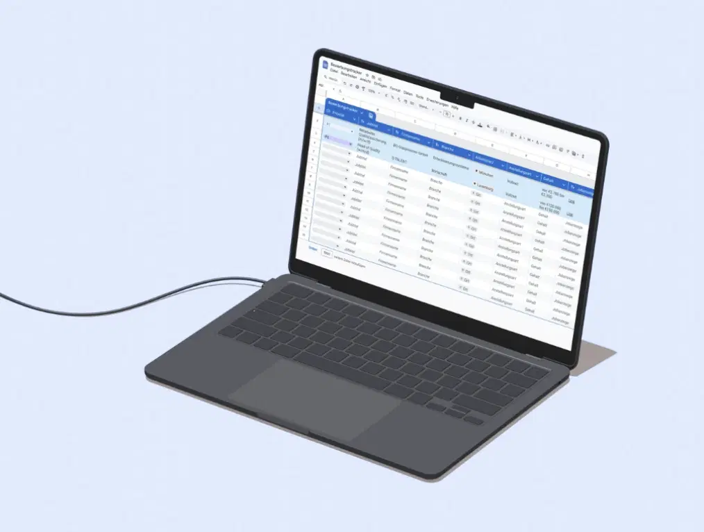Bewerbungstracker auf einem Laptop